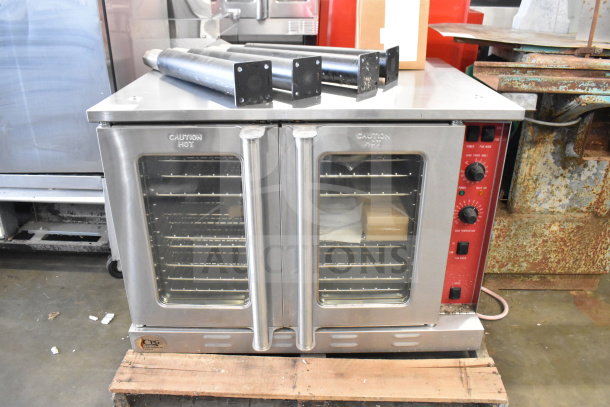 Cooking Performance Group full-size convection oven with view-through doors and thermostatic controls. Electric powered.