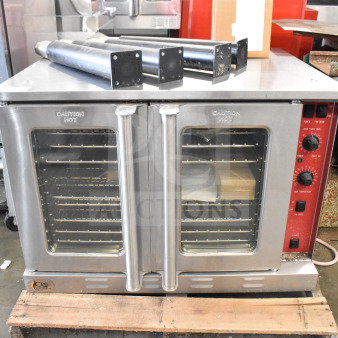Cooking Performance Group full-size convection oven with view-through doors and thermostatic controls. Electric powered.