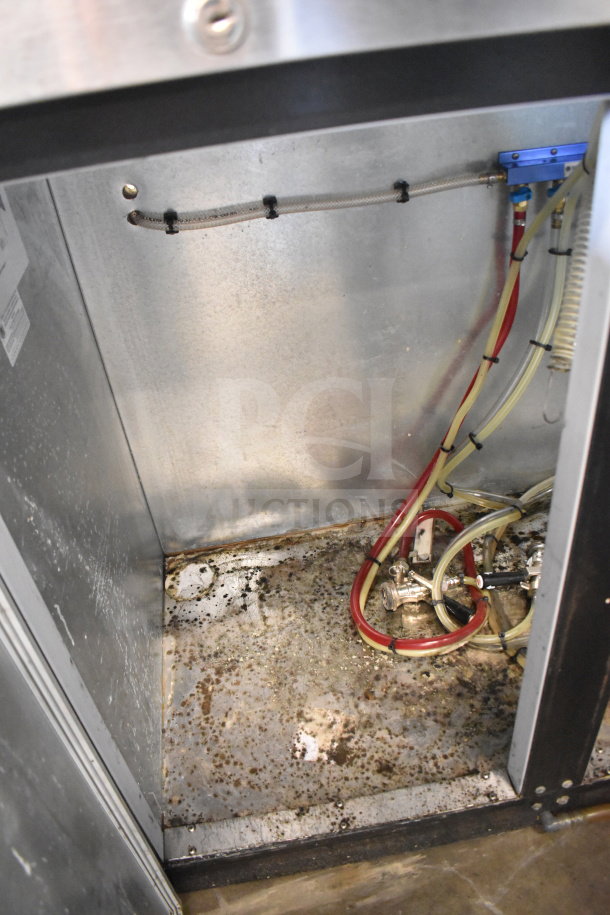 Beverage Air DD48HC-1-B-138 kegerator interior, showing tubing and connections. Used condition, 115V, 1 phase.