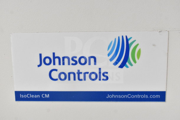 Johnson Controls Isoclean CM Commercial Air Filter, 120V, 1 Phase, on casters. Brand label visible.