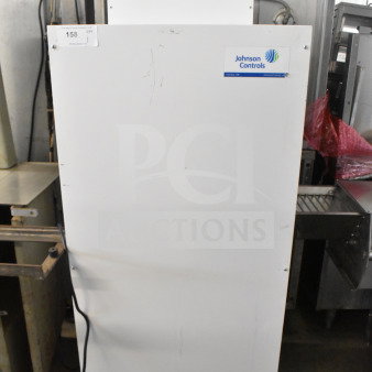 Johnson Controls Isoclean CM commercial air filter on casters, 120V, 1 phase, visible label, minor surface wear.