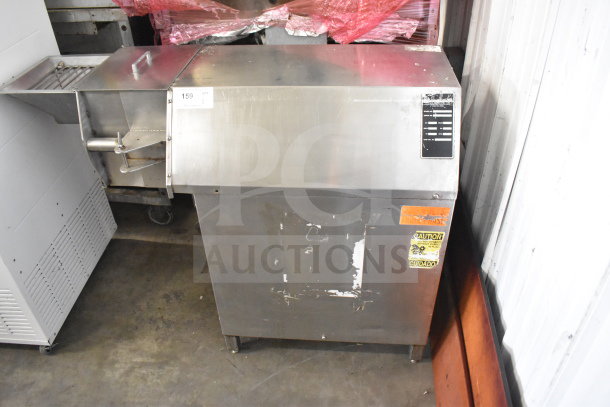 CG58 Commercial Floor Style Meat Mixer, Model CG58, 230V, 3 Phase. Stainless steel body, visible condition wear, caution labels.