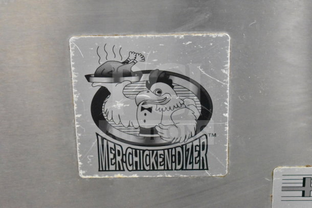 HCH Commercial Heated Buffet with "Mer-Chick-en-dizer" logo on metal surface, featuring commercial casters.