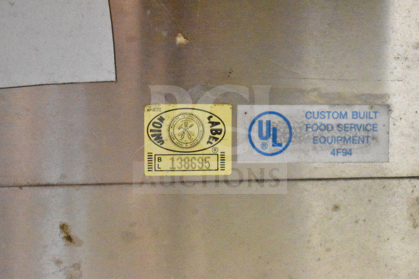 HCH Commercial Heated Buffet with UL label, model 4F94. Features commercial casters, indicating custom-built food service equipment.