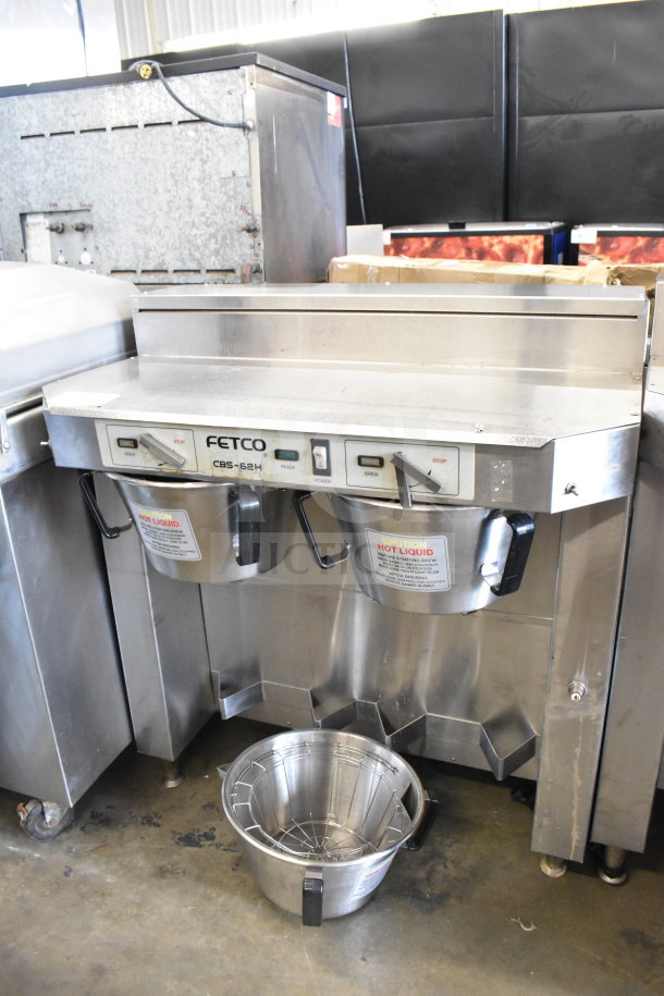 Fetco CBS-62HSt double coffee machine, includes 3 brew baskets, countertop design, 120V, excellent condition.