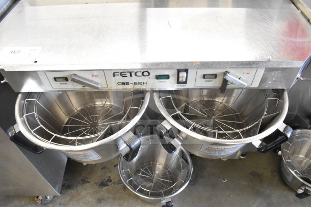 Fetco CBS-62HSt commercial double coffee machine, 120V, 1 phase, with 3 brew baskets, good condition.