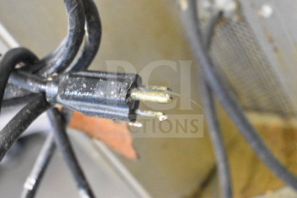 A close-up of an electrical plug for a Blodgett commercial gas convection oven, showing signs of wear.
