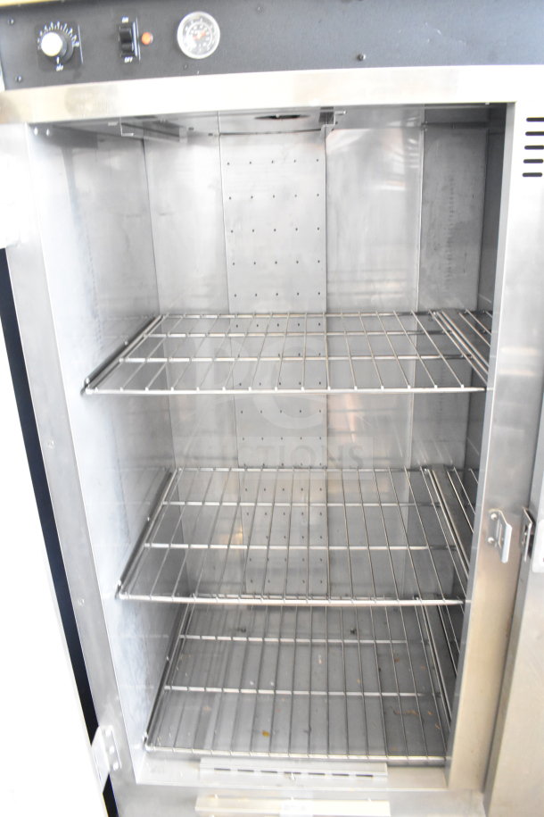 CresCor CCB150 commercial heated holding cabinet, stainless steel, two doors, three wire shelves, 120V, 1 phase.