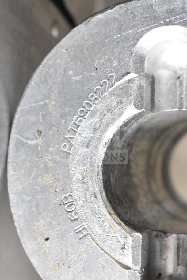 Berkel FMS60 dough mixer component, showing patent number and model markings. Durable metal construction, minor wear visible.