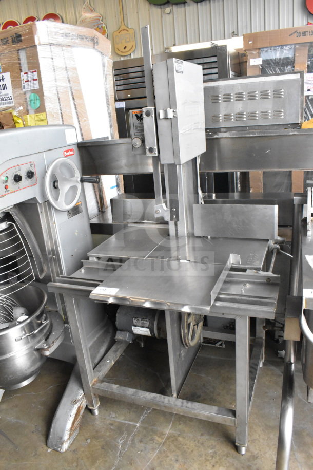 Hobart 6614 Commercial Meat Saw, floor style, 200-230V, 3-phase, stainless steel, used condition.