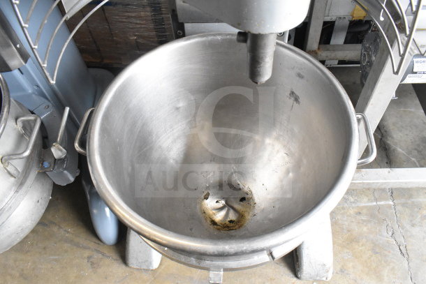 Berkel FMS60 60-quart planetary mixer with bowl, bowl guard, and attachment tools. 200-240V, used condition.