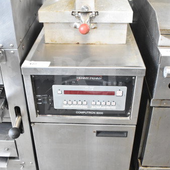 Henny Penny 500C Commercial Electric Pressure Fryer on casters, 208V, 3 Phase, Computron 8000 controls, stainless finish.