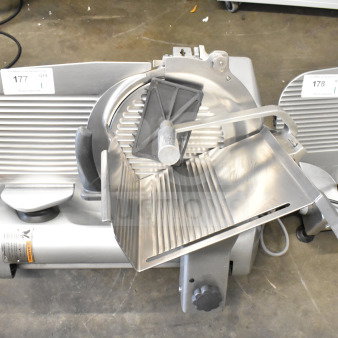 Hobart commercial countertop meat slicer, 120 volts, 1 phase, stainless steel, used condition.