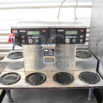 2018 Bunn AXIOM 0/6 TWIN commercial coffee machine with six burners and hot water dispenser. Good condition.