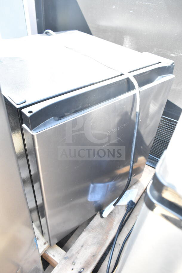 Four mini coolers, including Hisense and Arctic King brands, 115 volts, 1 phase, metallic finish, good condition.