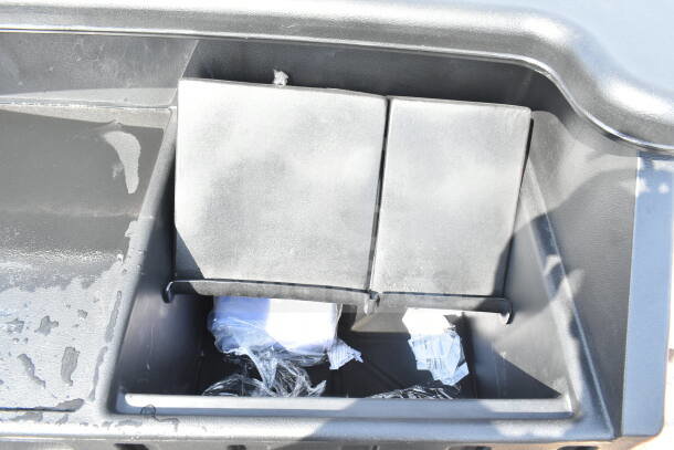 Cambro BAR540110 Cambar® black 54" portable bar, brand new with minor scratches and dents, includes a 5-bottle speed rail.
