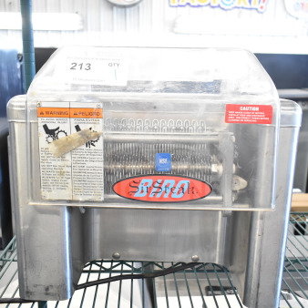 Biro Sir Steak Commercial Countertop Electric Meat Tenderizer, 115V, 1 Phase, NSF marked. Warning labels visible.