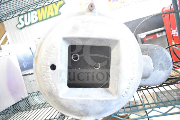 P15 Commercial Potato Peeler Barrel, Model P15, metal body, inscriptions visible, used condition.
