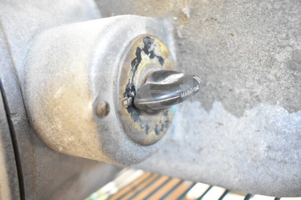 P15 Commercial Potato Peeler Barrel, Model P15. Close-up of Mark-Time control dial, indicating some wear and usage marks.