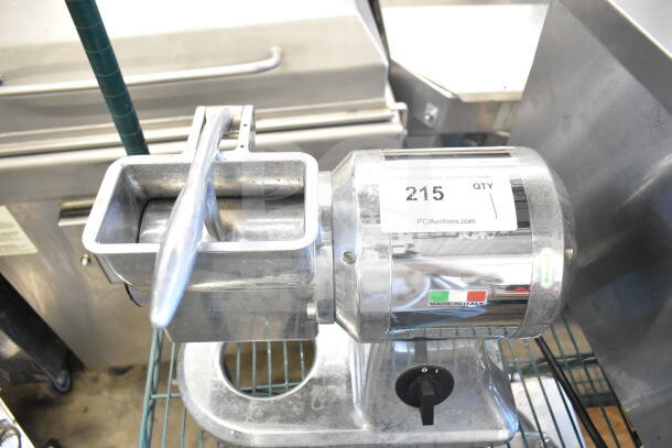 2017 Omcan GR-IT-0746 commercial countertop cheese grater, used condition, 110 volts, 1 phase, metal body, Italy made.