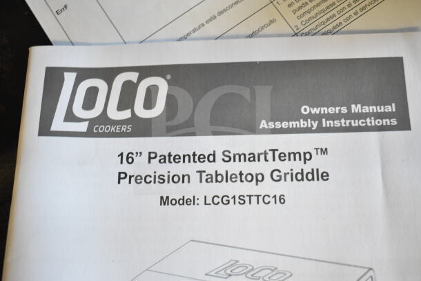 LoCo 16" SmartTemp Precision Tabletop Griddle manual, model LCG1STTC16, featuring assembly instructions.