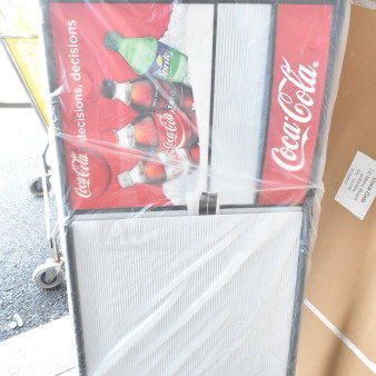Brand new menu board, minor scratches and dents. Features Coca-Cola branding, includes changeable letter slots.