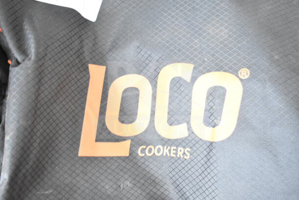Loco Cookers bag with orange logo on black textured fabric, in good condition.