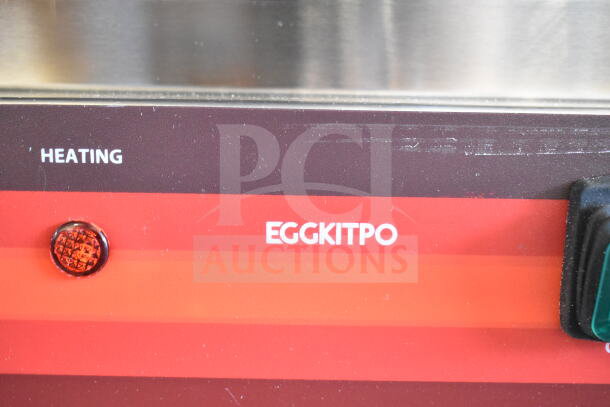 Eggkitpo EGG-813EB Double Panini Press, 110V, commercial countertop model with heating indicator and brand logo.