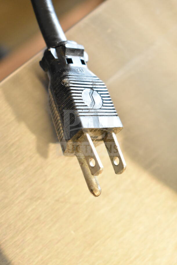 Black power plug of Carter Hoffmann MC2W2S Holding Bin, 120V, 1 Phase, showing two-prong configuration.
