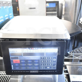 2017 Hobart HTi-7LH26 commercial food portioning scale, touchscreen interface, no power cord, tested working, visible label.
