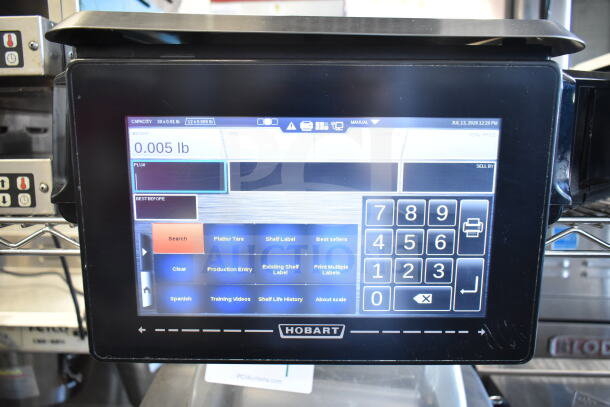 2017 Hobart HTi-7LH26 commercial food portioning scale with touchscreen, tested and working, no power cord included.