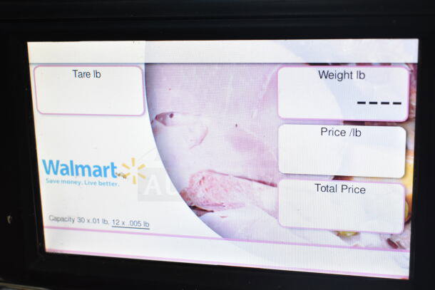 2017 Hobart HTi-7LH26 scale display with tare and weight options, Walmart branding, tested and working, no power cord.