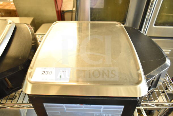 2020 Hobart HTi-7LH4W commercial food portioning scale, stainless steel surface, tested and working, model tag visible.