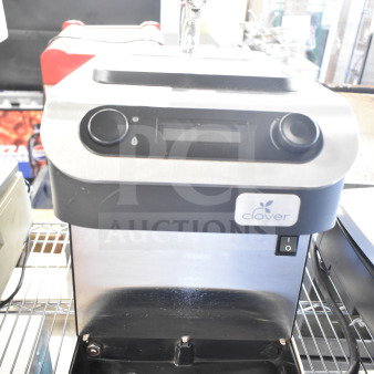 Clover Countertop Single Group Espresso Machine, 200-240V, stainless steel, used condition, visible heat dial, Clover logo.