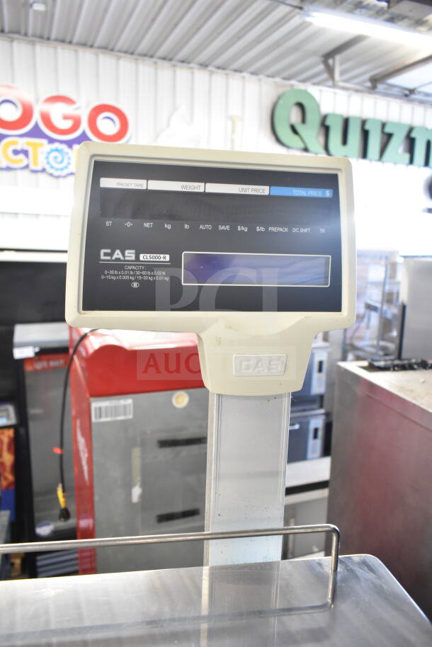 CAS CL5000-R commercial countertop scale, 60 lb capacity, 120V, 1 phase, digital display, used condition.