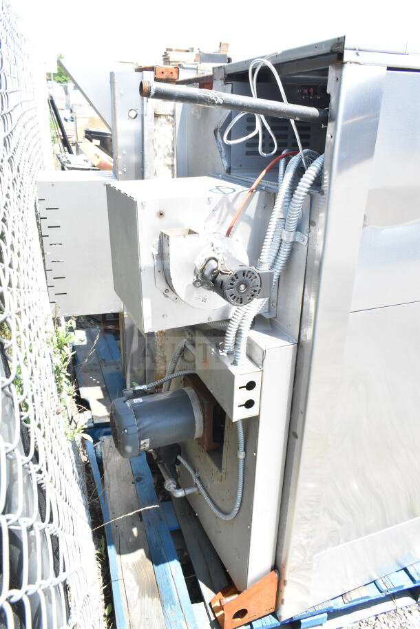 Hobart Commercial Roll-In Rack Oven, stainless steel, visible wiring, industrial condition, suited for high-volume baking.