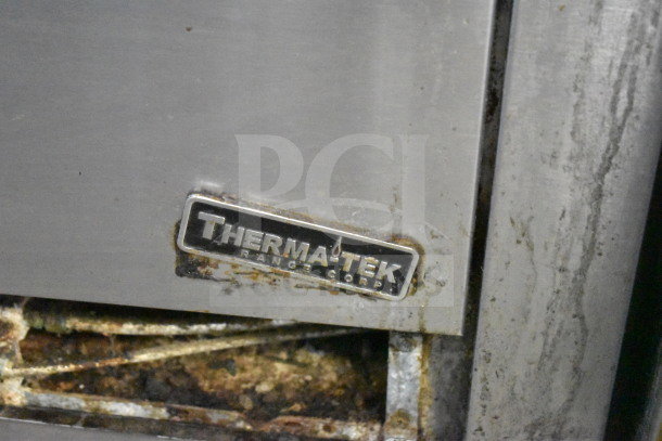 Therma-tek TMDR-6-1N commercial natural gas 6-burner range, visible logo, stainless steel, used condition.