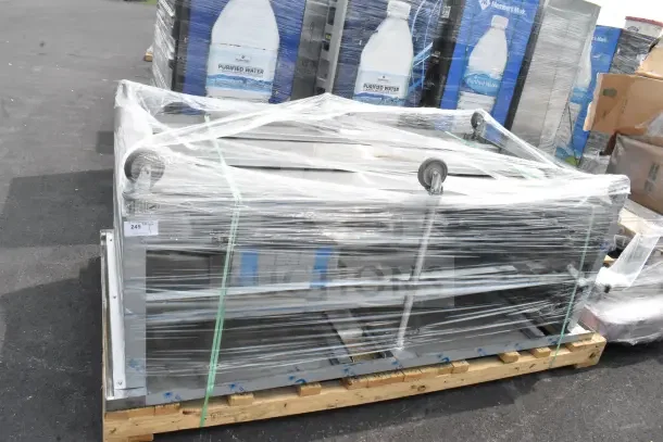 BRAND NEW Duke 883272428 cutting table, 96"x54"x36", wrapped on pallet, minor scratches and dents, tag "245 RF QTY."