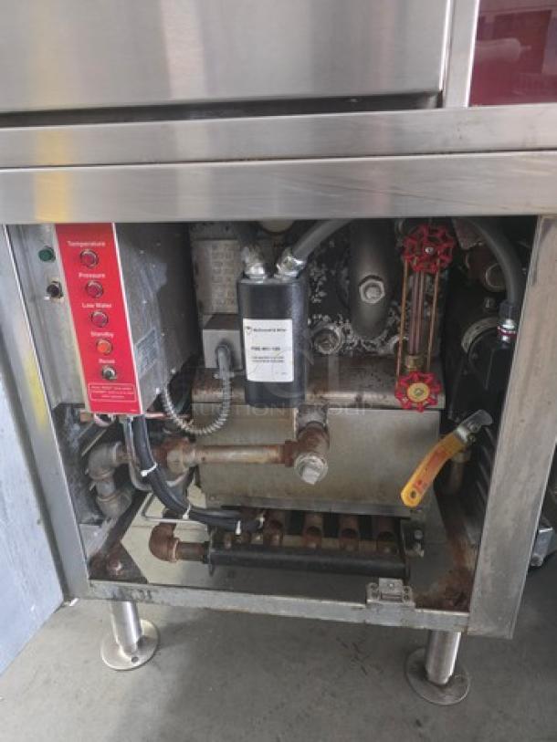 Crown GCX-10-24 Natural Gas Convection Steamer, 2 compartments, 10 pan capacity, 24" cabinet, 200,000 BTUs, 115V.