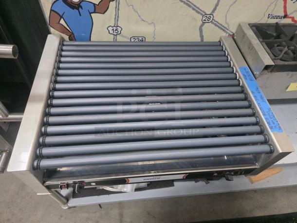 Nemco 8075SX 75 Hot Dog Roller Grill, 208V, 60Hz. Features 19 rollers, stainless steel construction. Model 8075SX-208-SP.