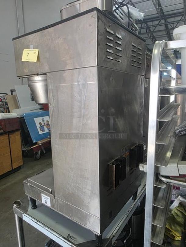 Bunn 33500.1000 Dual Coffee Maker Satellite System, stainless steel, 18.9 gal/hr capacity, used, minor wear visible.