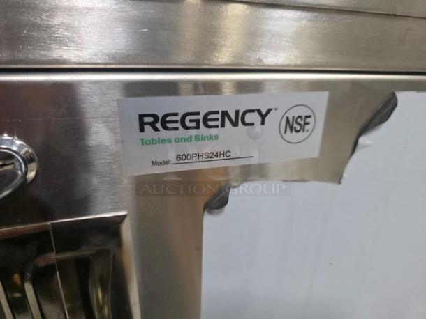 Regency Space Saver Single Bowl Portable Hand Sink Cart, Model 600PHS24HC, stainless steel, NSF certified.