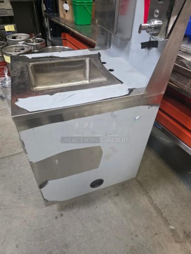 Regency Space Saver portable hand sink cart, model 600PHS24HC, single bowl, hot/cold faucet, stainless steel, visible wear.