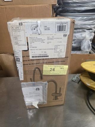 Emerson InSinkErator H1300 Hot & Cold Water Dispenser, new in original sealed box with model and specifications visible.