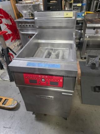 Vulcan 1TR85C-1 PowerFry3 floor fryer, natural gas, 85-90 lb. capacity, computer controls, 90,000 BTU, stainless steel, excellent condition.