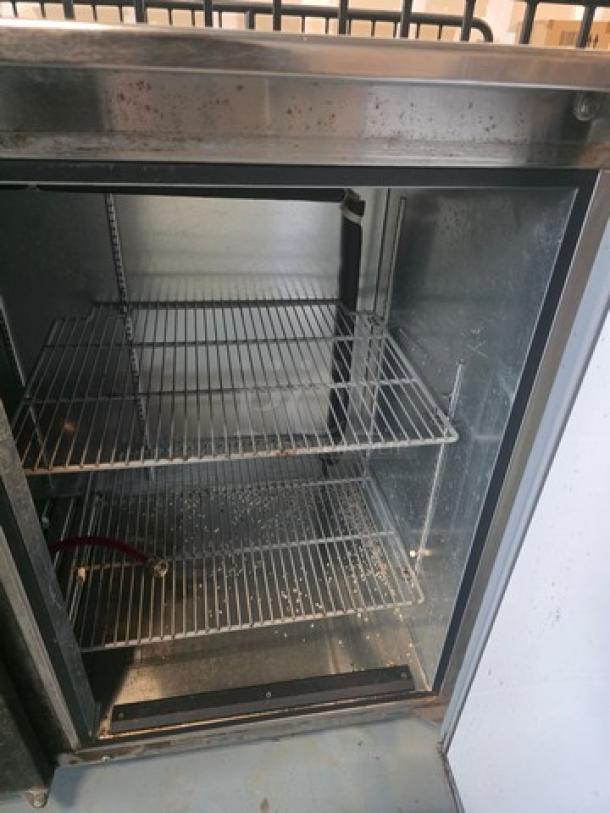 Glastender BB84-L1-BSH bar cooler, 84" width, 6 valve tower, stainless steel, interior racks, used condition.