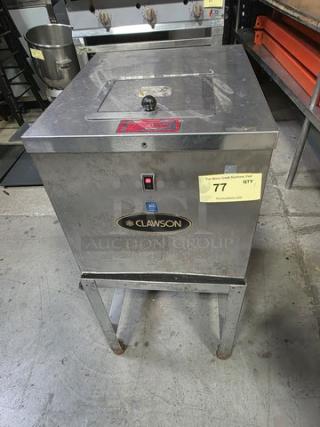 Clawson Hail Queen Cube Ice Crusher HQ-C, stainless steel, good condition, branded logo, visible operational controls.