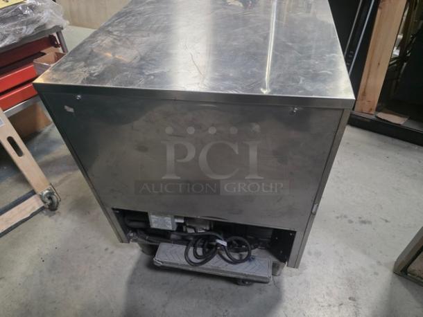 Stainless steel blast chiller, model BCF44244-0AX6, with visible wiring and a blown fuse. Sold as is, untested condition.