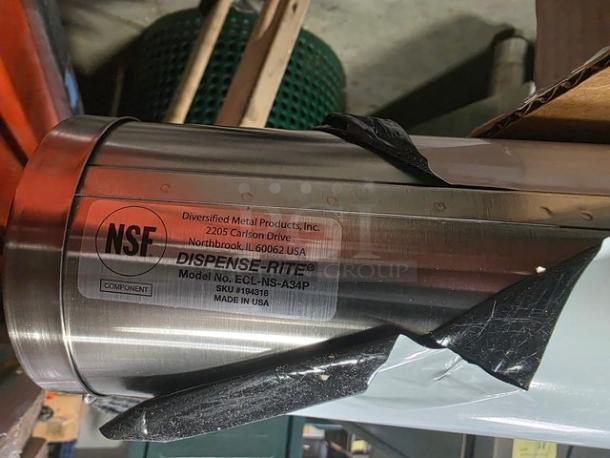 Dispense Rite vertical surface mount cup dispenser, model ECL-NS-A34P, stainless steel, NSF certified, made in USA.