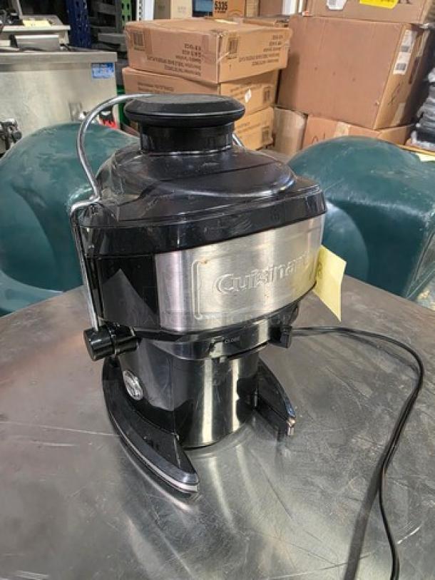 Cuisinart Compact Juice Extractor CJE-500, features stainless steel finish, visible power cord, in used condition.